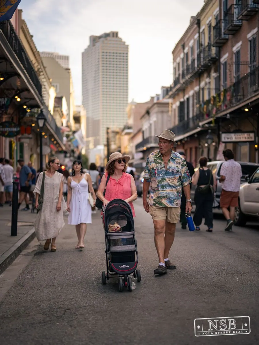 Crowds walking Royal Street during Dirty Linen Night 2026 in the French Quarter